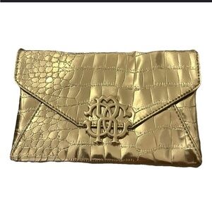 Roberto Cavalli gold clutch bag